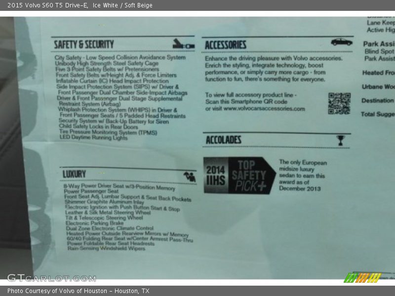 Ice White / Soft Beige 2015 Volvo S60 T5 Drive-E