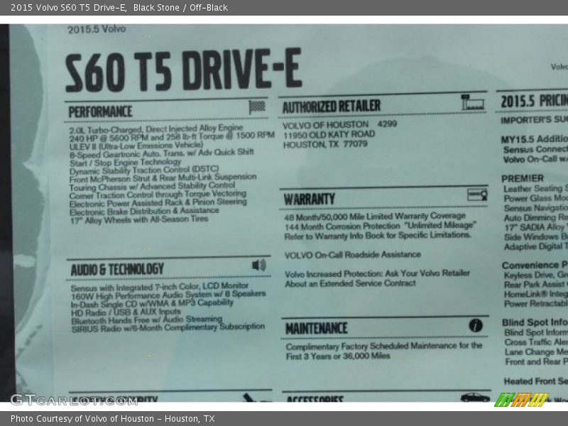 Black Stone / Off-Black 2015 Volvo S60 T5 Drive-E
