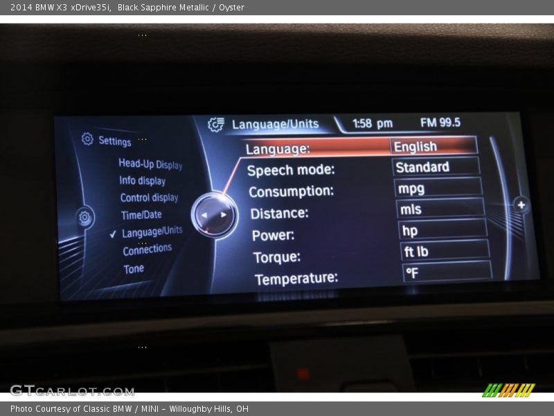 Black Sapphire Metallic / Oyster 2014 BMW X3 xDrive35i