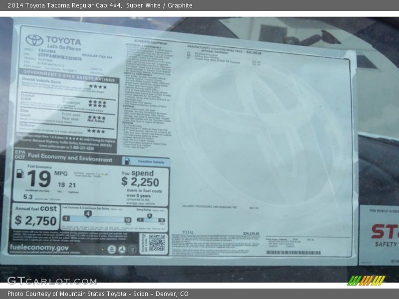 Super White / Graphite 2014 Toyota Tacoma Regular Cab 4x4