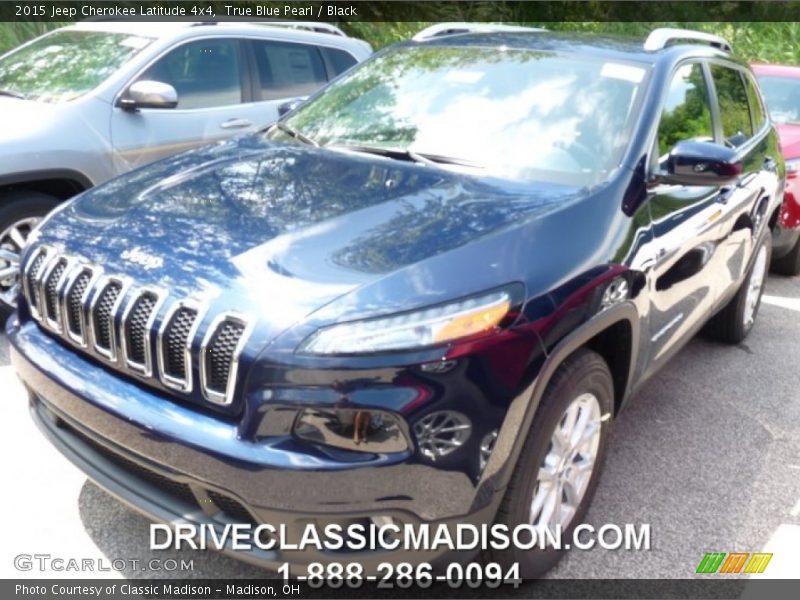 True Blue Pearl / Black 2015 Jeep Cherokee Latitude 4x4