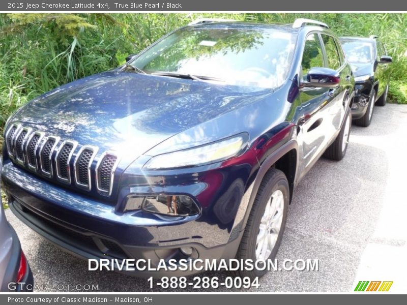 True Blue Pearl / Black 2015 Jeep Cherokee Latitude 4x4