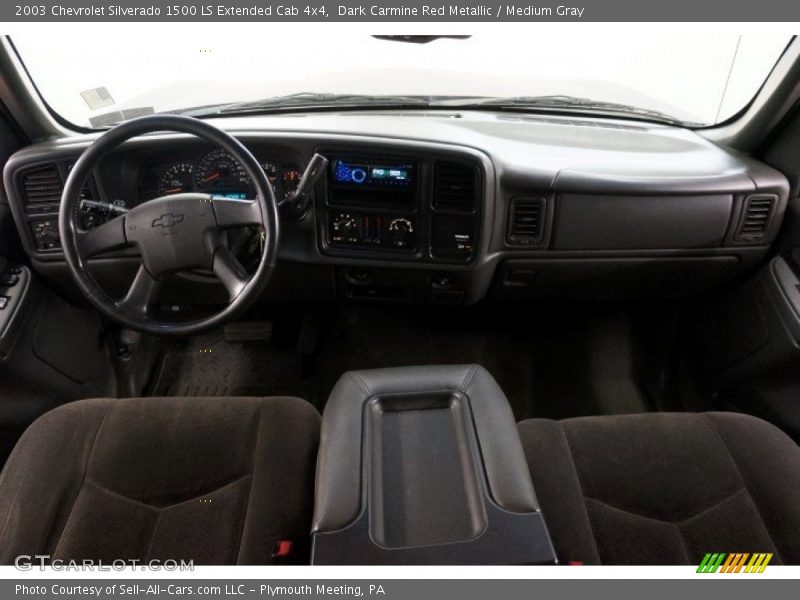 Dark Carmine Red Metallic / Medium Gray 2003 Chevrolet Silverado 1500 LS Extended Cab 4x4