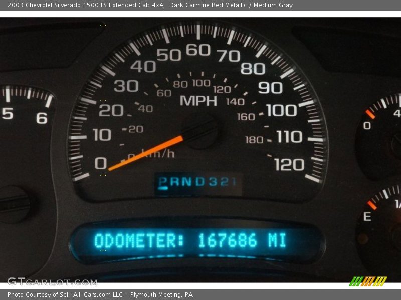 Dark Carmine Red Metallic / Medium Gray 2003 Chevrolet Silverado 1500 LS Extended Cab 4x4