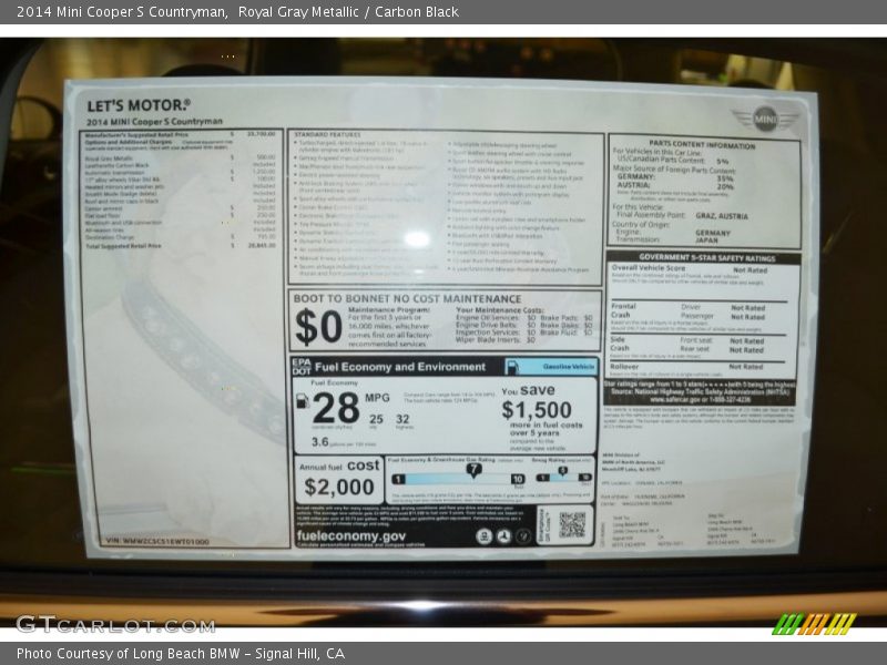 Royal Gray Metallic / Carbon Black 2014 Mini Cooper S Countryman