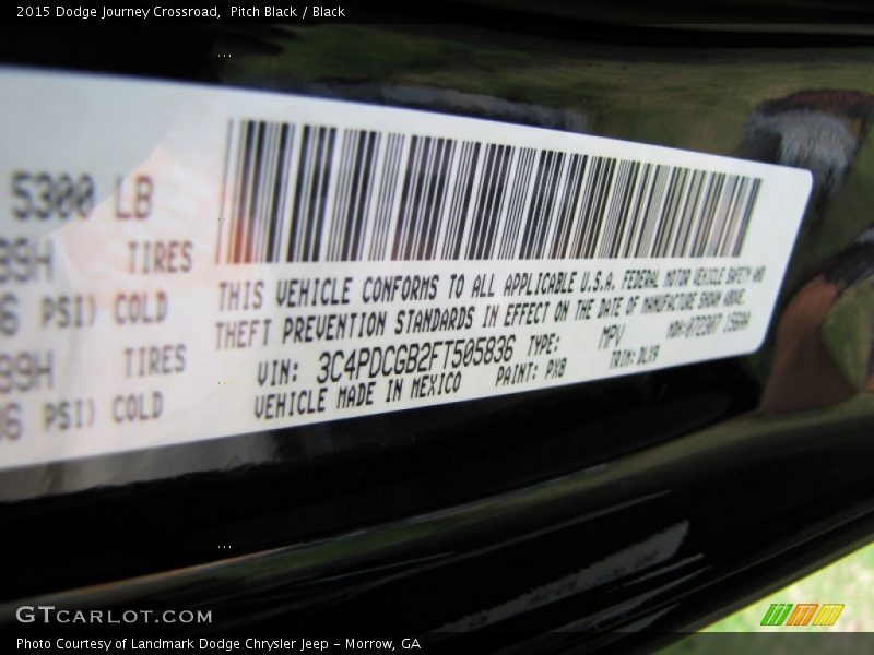 Pitch Black / Black 2015 Dodge Journey Crossroad