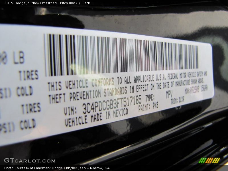 Pitch Black / Black 2015 Dodge Journey Crossroad
