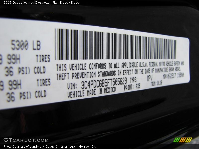 Pitch Black / Black 2015 Dodge Journey Crossroad