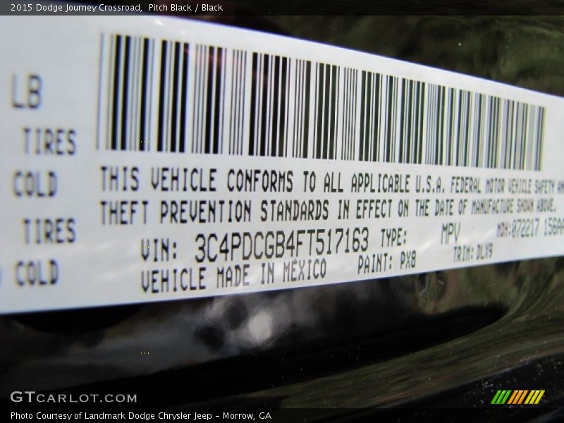 Pitch Black / Black 2015 Dodge Journey Crossroad