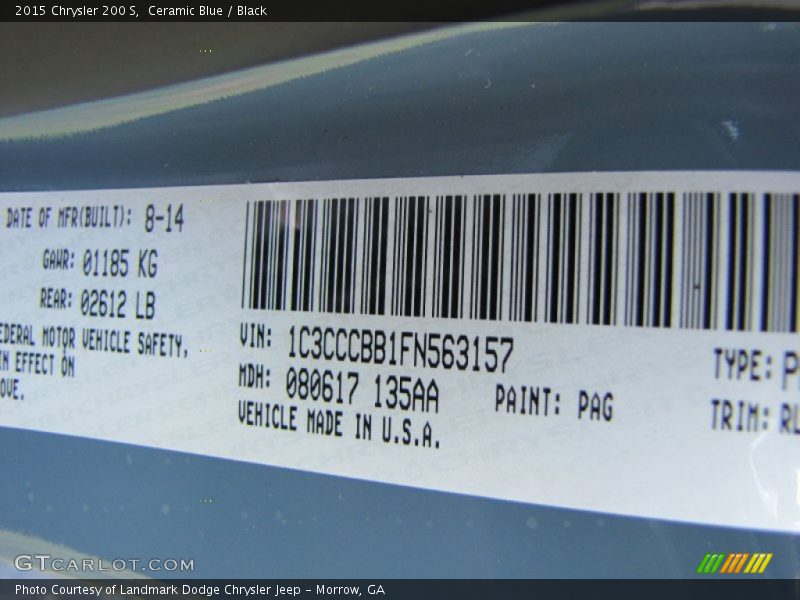2015 200 S Ceramic Blue Color Code PAG