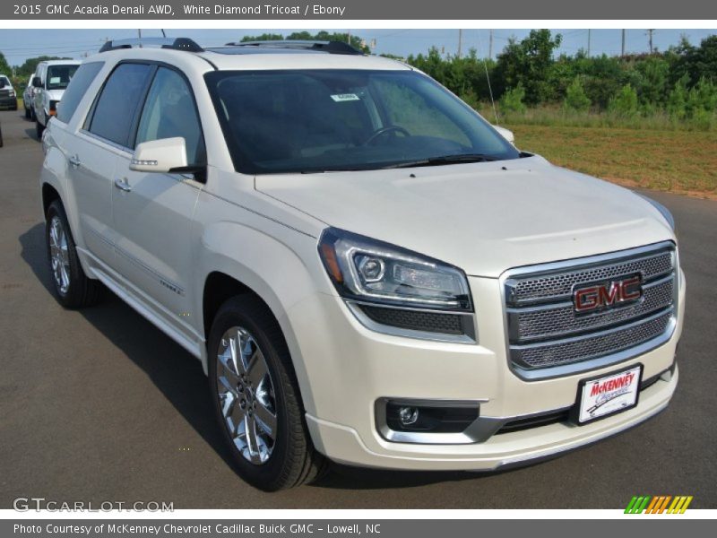 White Diamond Tricoat / Ebony 2015 GMC Acadia Denali AWD