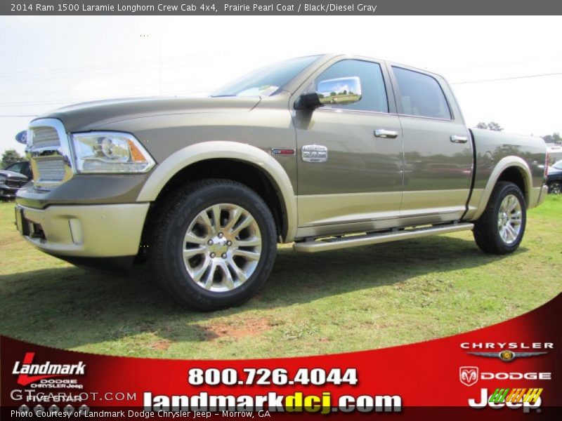 Prairie Pearl Coat / Black/Diesel Gray 2014 Ram 1500 Laramie Longhorn Crew Cab 4x4