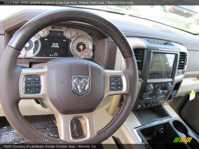 Prairie Pearl Coat / Black/Diesel Gray 2014 Ram 1500 Laramie Longhorn Crew Cab 4x4