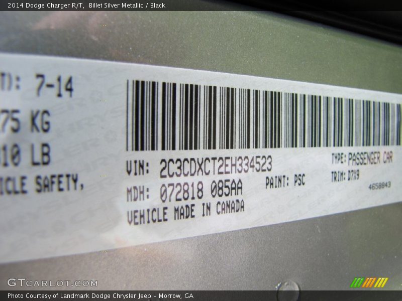 Billet Silver Metallic / Black 2014 Dodge Charger R/T