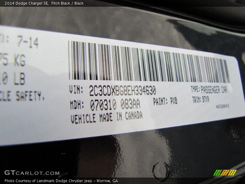 Pitch Black / Black 2014 Dodge Charger SE