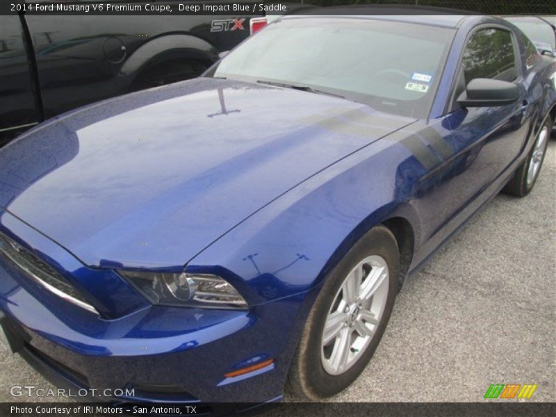 Deep Impact Blue / Saddle 2014 Ford Mustang V6 Premium Coupe