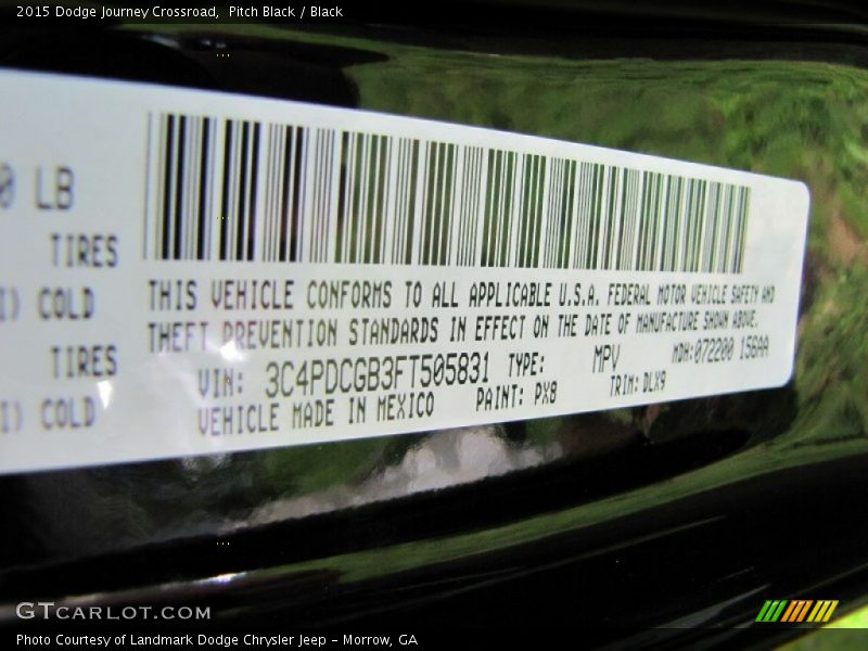 Pitch Black / Black 2015 Dodge Journey Crossroad