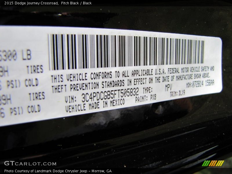 Pitch Black / Black 2015 Dodge Journey Crossroad
