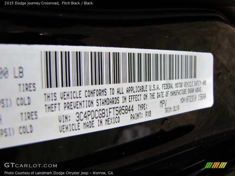Pitch Black / Black 2015 Dodge Journey Crossroad