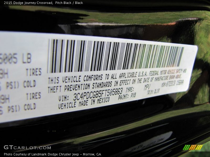 Pitch Black / Black 2015 Dodge Journey Crossroad