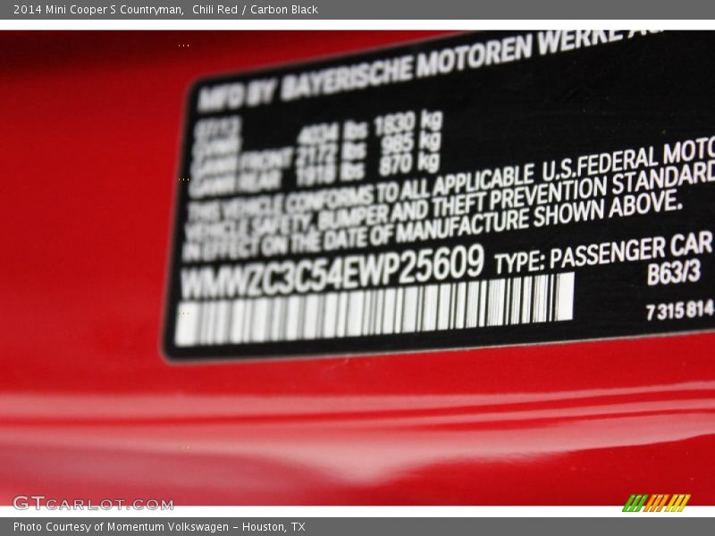 Chili Red / Carbon Black 2014 Mini Cooper S Countryman