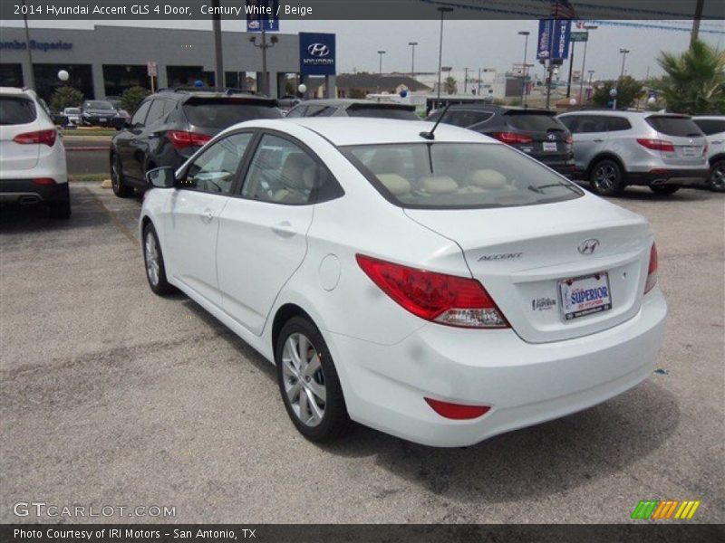 Century White / Beige 2014 Hyundai Accent GLS 4 Door