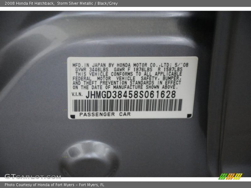 Storm Silver Metallic / Black/Grey 2008 Honda Fit Hatchback