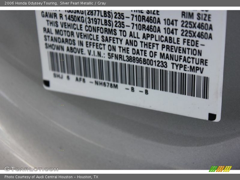 Silver Pearl Metallic / Gray 2006 Honda Odyssey Touring