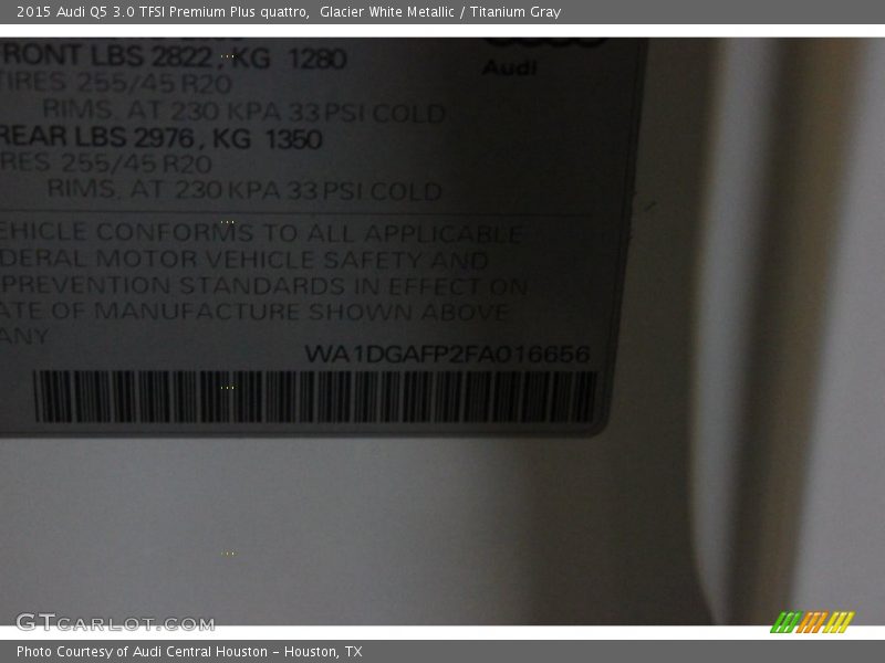 Glacier White Metallic / Titanium Gray 2015 Audi Q5 3.0 TFSI Premium Plus quattro