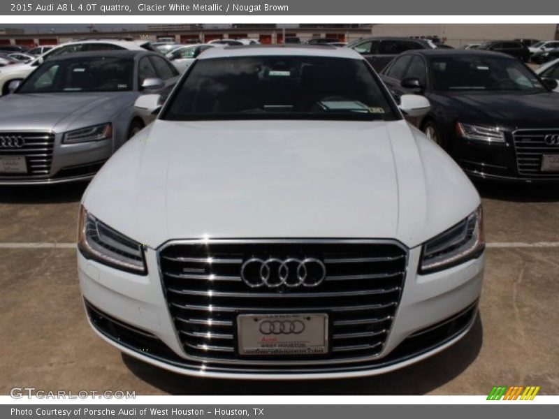 Glacier White Metallic / Nougat Brown 2015 Audi A8 L 4.0T quattro