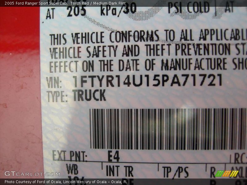 Torch Red / Medium Dark Flint 2005 Ford Ranger Sport SuperCab