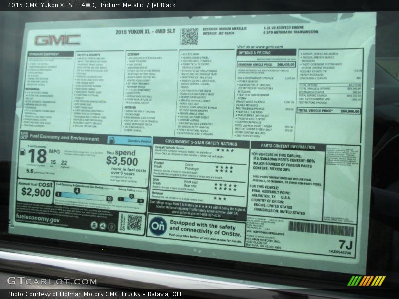 Iridium Metallic / Jet Black 2015 GMC Yukon XL SLT 4WD