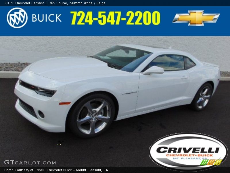 Summit White / Beige 2015 Chevrolet Camaro LT/RS Coupe