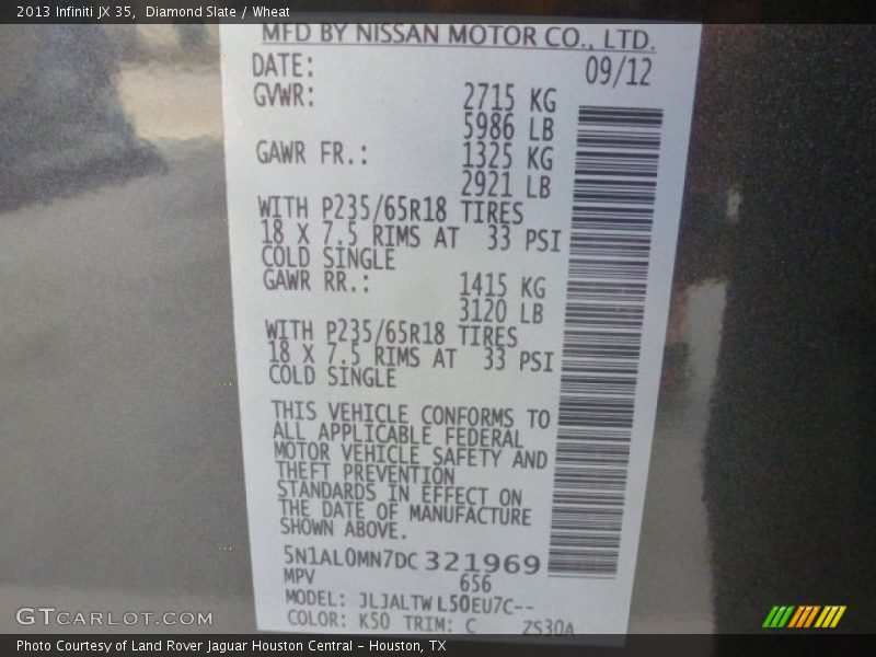 Diamond Slate / Wheat 2013 Infiniti JX 35