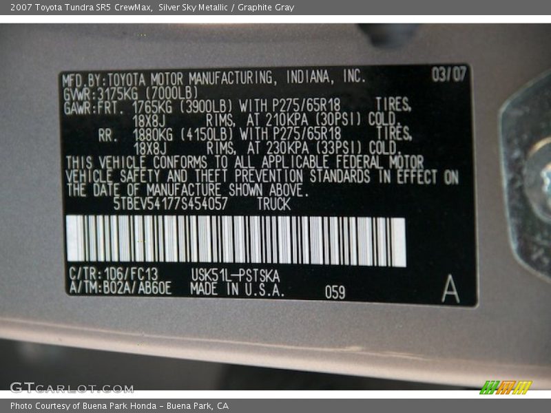 Silver Sky Metallic / Graphite Gray 2007 Toyota Tundra SR5 CrewMax