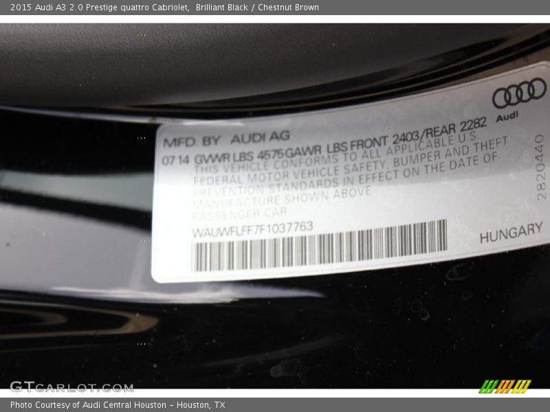 Brilliant Black / Chestnut Brown 2015 Audi A3 2.0 Prestige quattro Cabriolet