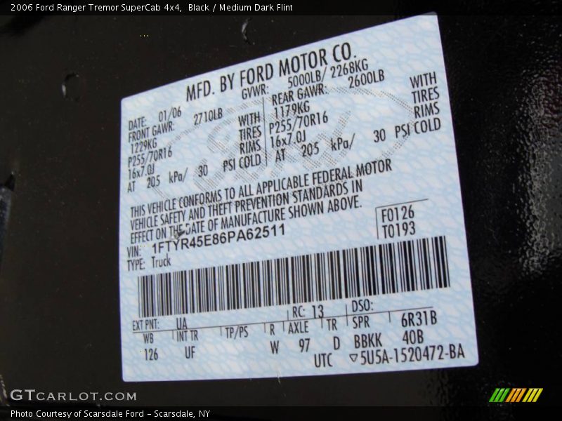 Black / Medium Dark Flint 2006 Ford Ranger Tremor SuperCab 4x4