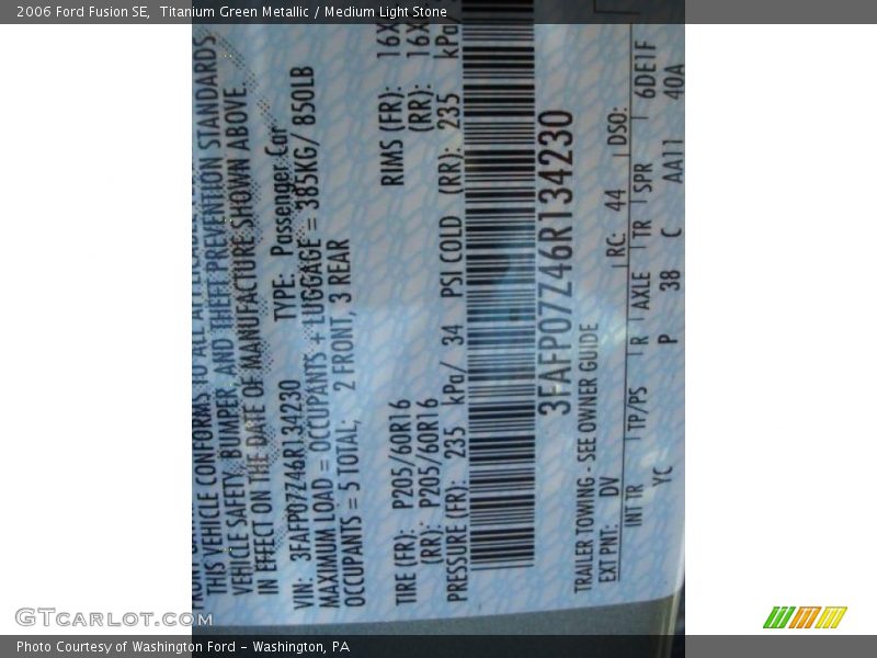 Titanium Green Metallic / Medium Light Stone 2006 Ford Fusion SE