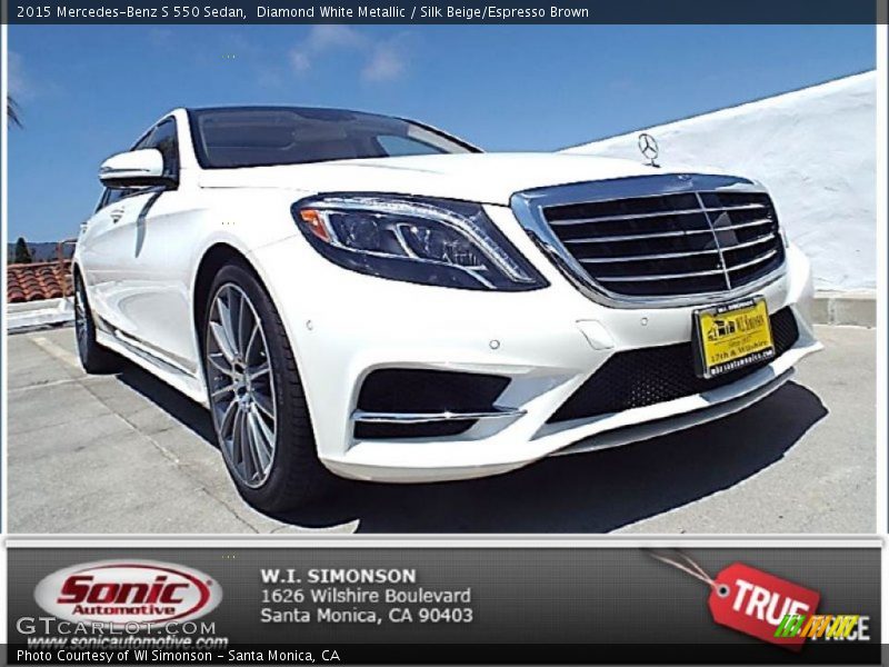 Diamond White Metallic / Silk Beige/Espresso Brown 2015 Mercedes-Benz S 550 Sedan