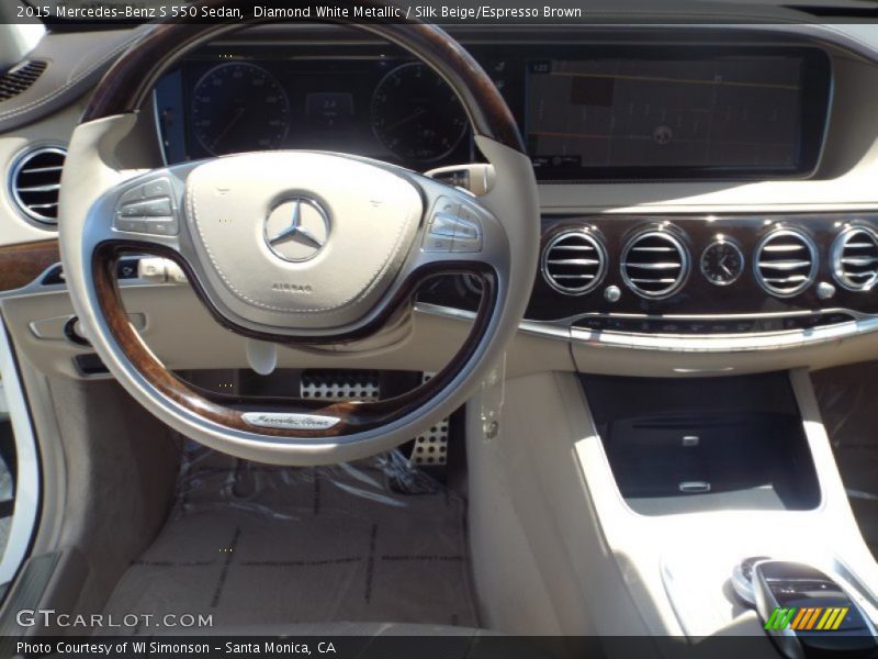 Diamond White Metallic / Silk Beige/Espresso Brown 2015 Mercedes-Benz S 550 Sedan