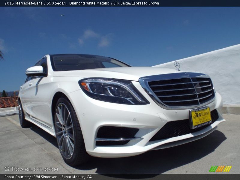 Diamond White Metallic / Silk Beige/Espresso Brown 2015 Mercedes-Benz S 550 Sedan