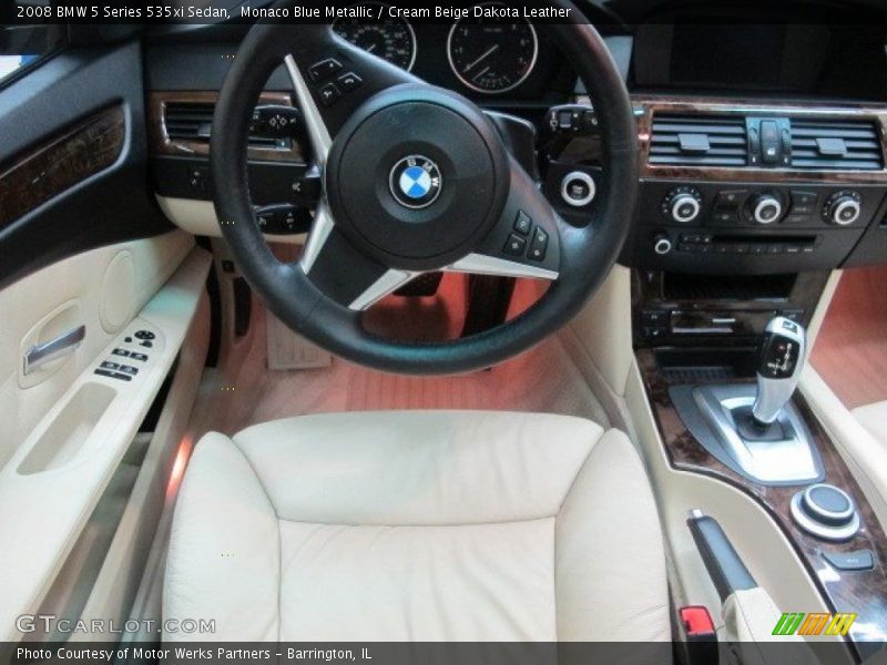 Monaco Blue Metallic / Cream Beige Dakota Leather 2008 BMW 5 Series 535xi Sedan