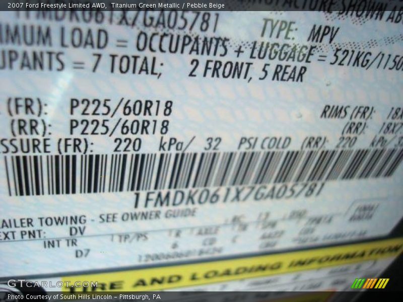 Titanium Green Metallic / Pebble Beige 2007 Ford Freestyle Limited AWD