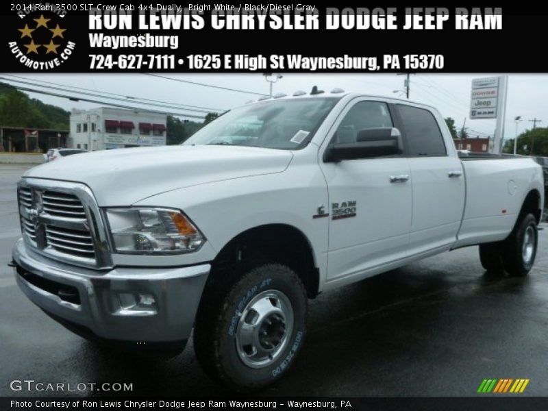 Bright White / Black/Diesel Gray 2014 Ram 3500 SLT Crew Cab 4x4 Dually