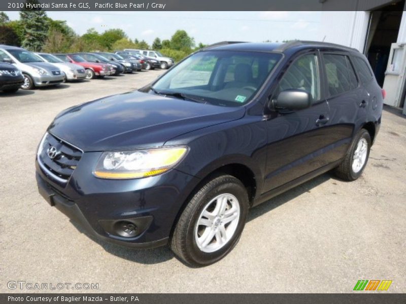 Pacific Blue Pearl / Gray 2010 Hyundai Santa Fe GLS