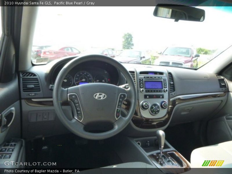 Pacific Blue Pearl / Gray 2010 Hyundai Santa Fe GLS