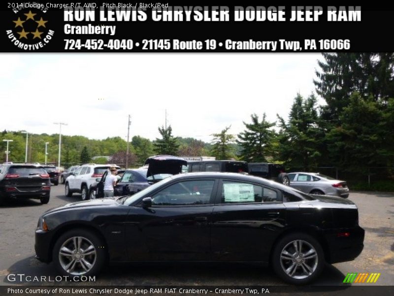 Pitch Black / Black/Red 2014 Dodge Charger R/T AWD