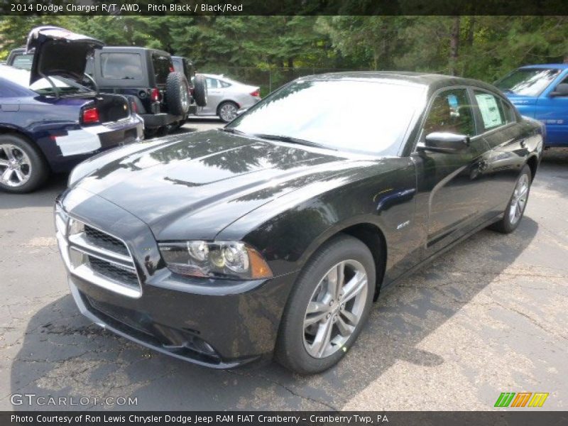 Pitch Black / Black/Red 2014 Dodge Charger R/T AWD