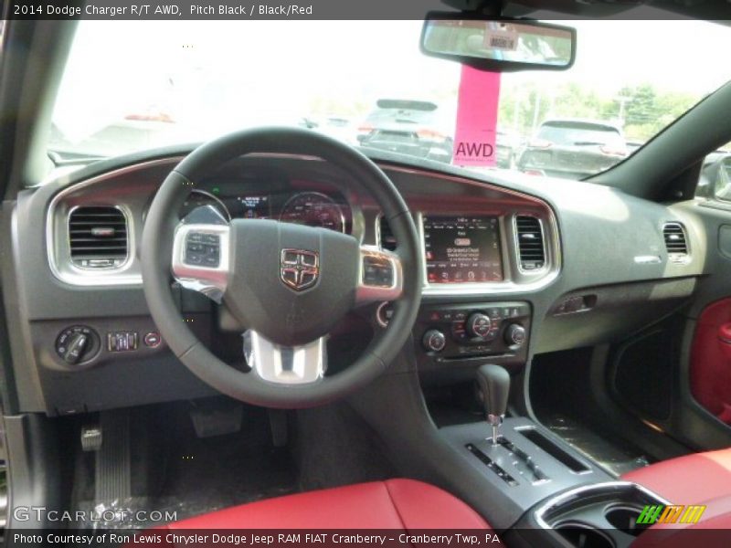Pitch Black / Black/Red 2014 Dodge Charger R/T AWD