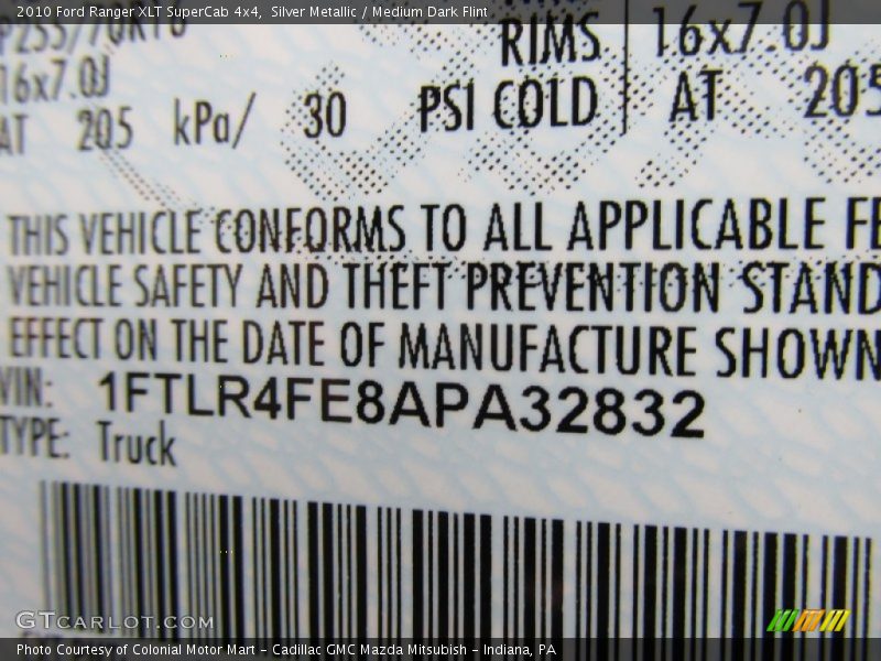 Silver Metallic / Medium Dark Flint 2010 Ford Ranger XLT SuperCab 4x4